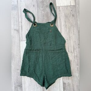 BDG Sadie Linen Blend Short Overalls Green Stripe Playsuit Small